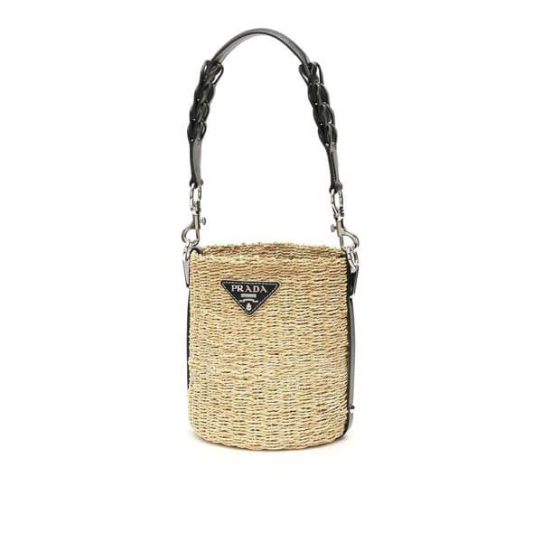 プラダ ラフィアxレザー バケットバッグ偽物1BE052VOOO2DJDF0I55